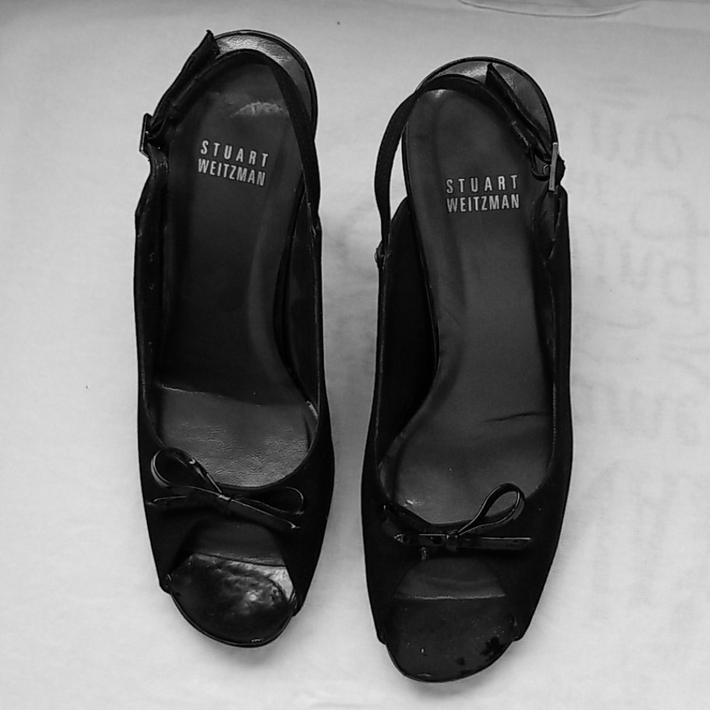 Stuart Weitzman black evening sling back